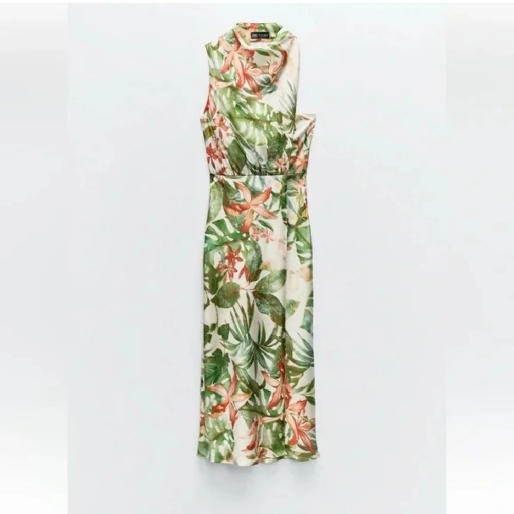 ZARA TROPICAL PRINT MIDI DRESS SIZE S - Picture 9 of 13